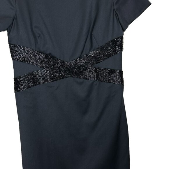 Ann Klein Black Sequioned Stretch Business Dress 4 - Picture 4 of 12